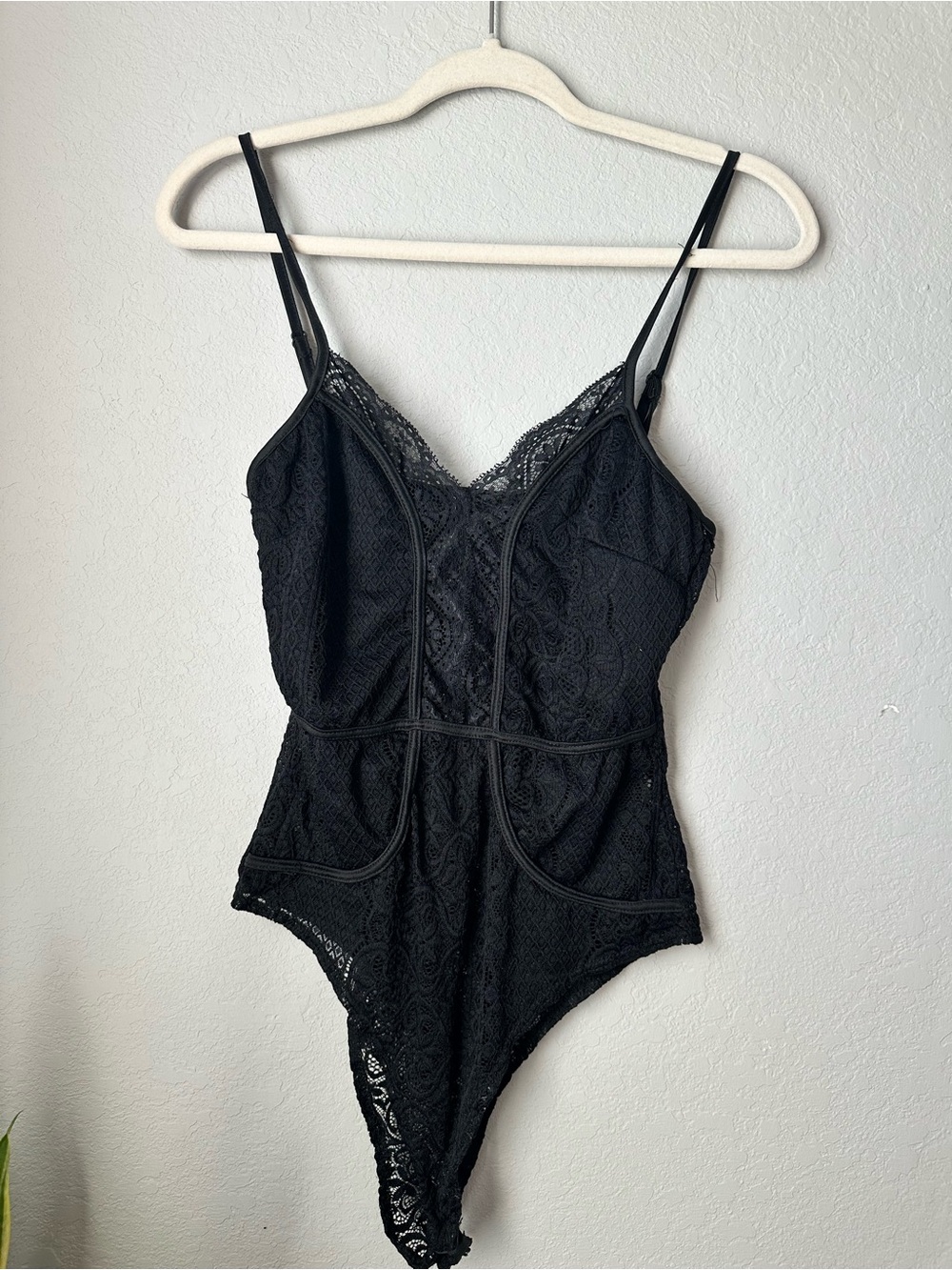 Black lace bodysuit with floral pattern, size L #lace #floral Black Lace Bodysui